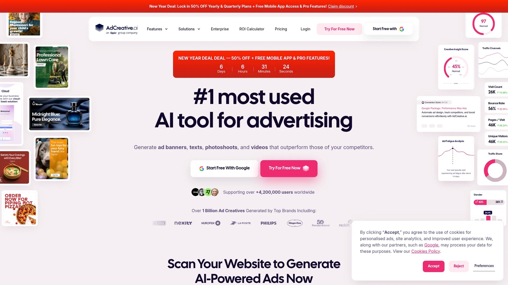 Screenshot of https://www.adcreative.ai