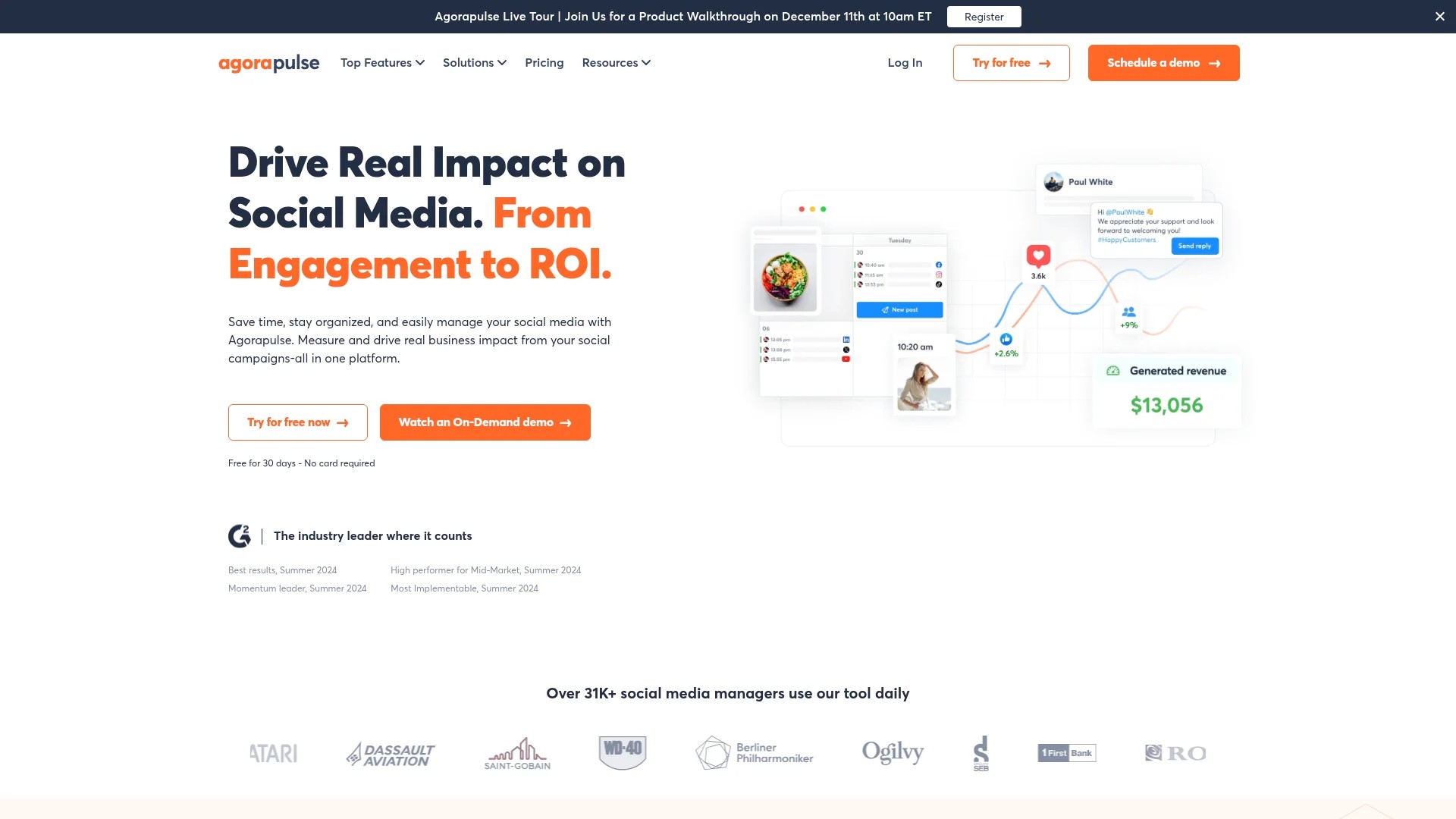Screenshot of https://agorapulse.com