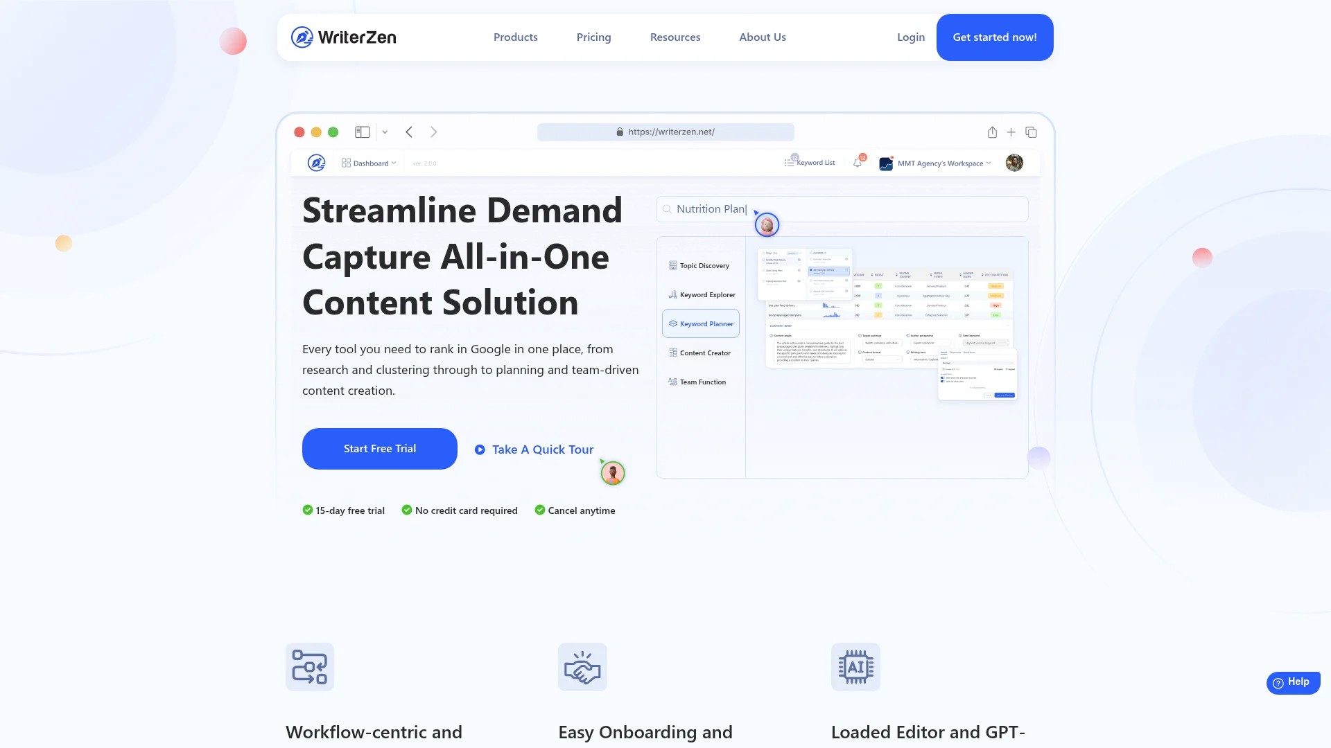 Screenshot of https://writerzen.net