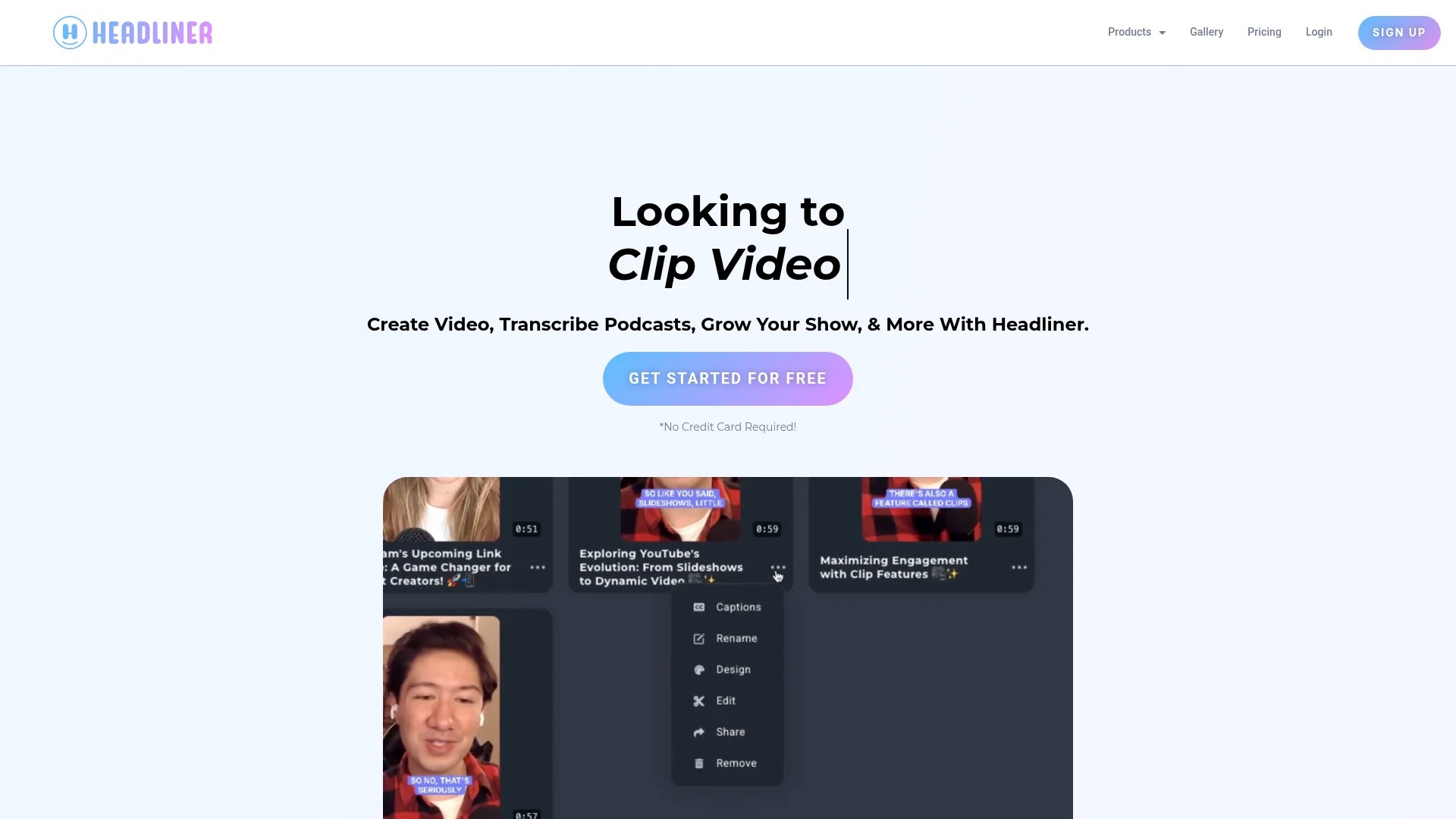 Screenshot of https://headliner.app