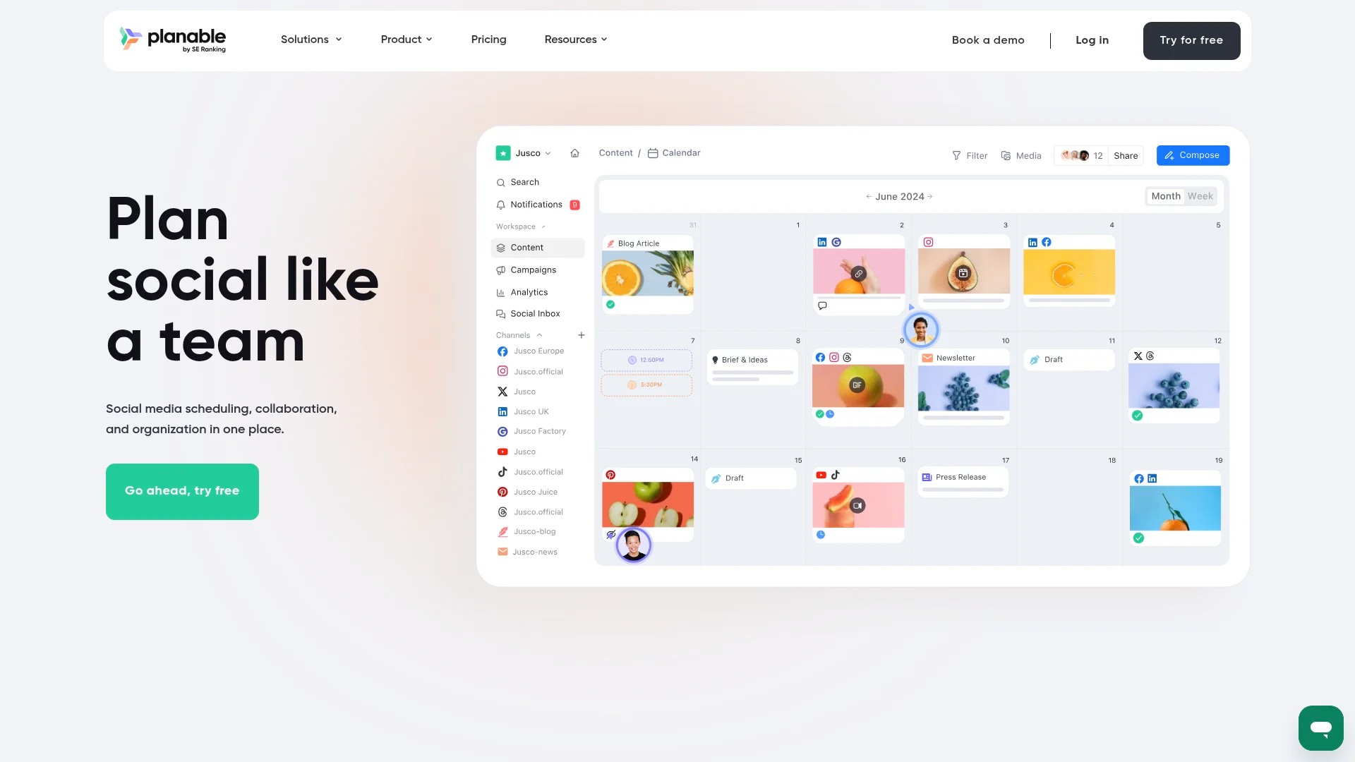 Screenshot of https://planable.io
