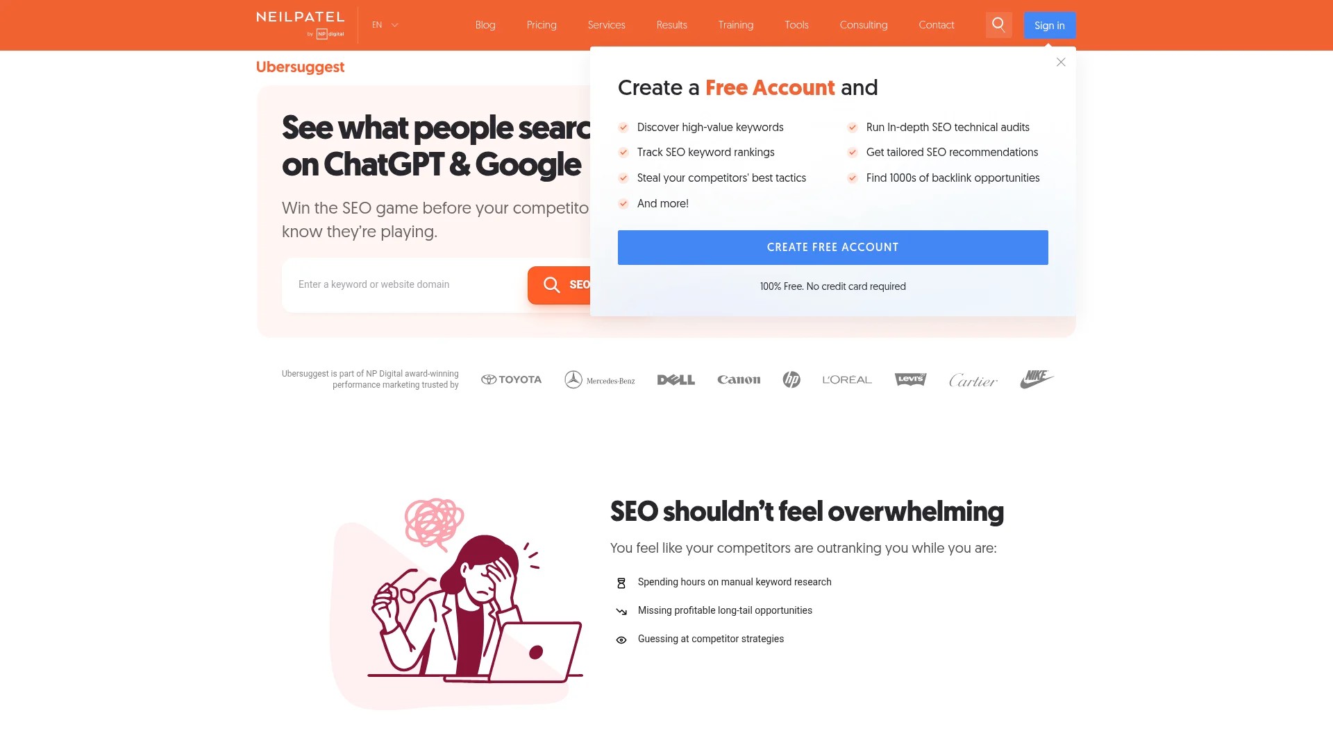 Screenshot of https://neilpatel.com/ubersuggest