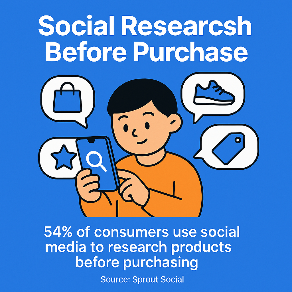 54% of consumers use social media to research products before purchasing