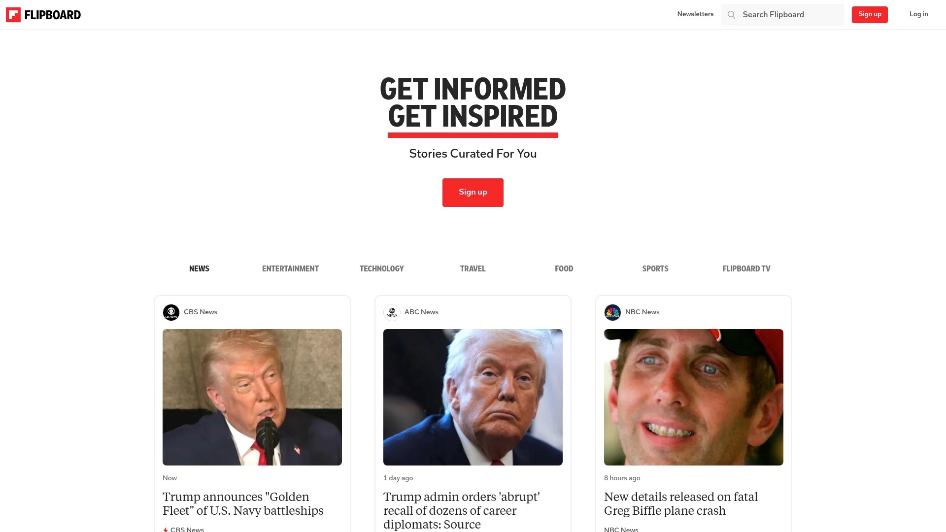 Screenshot of https://flipboard.com