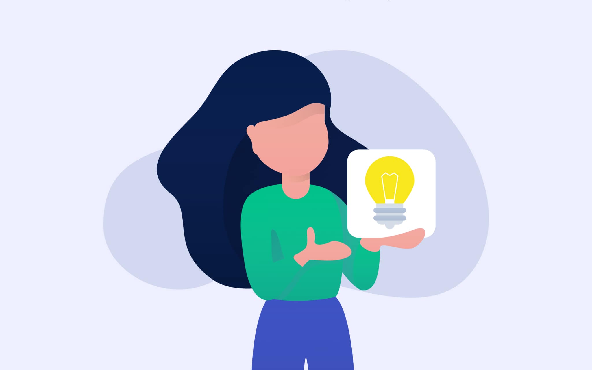 An image of a woman holding a lightbulb and the title saying "Updating your content marketing strategy for 2020"
