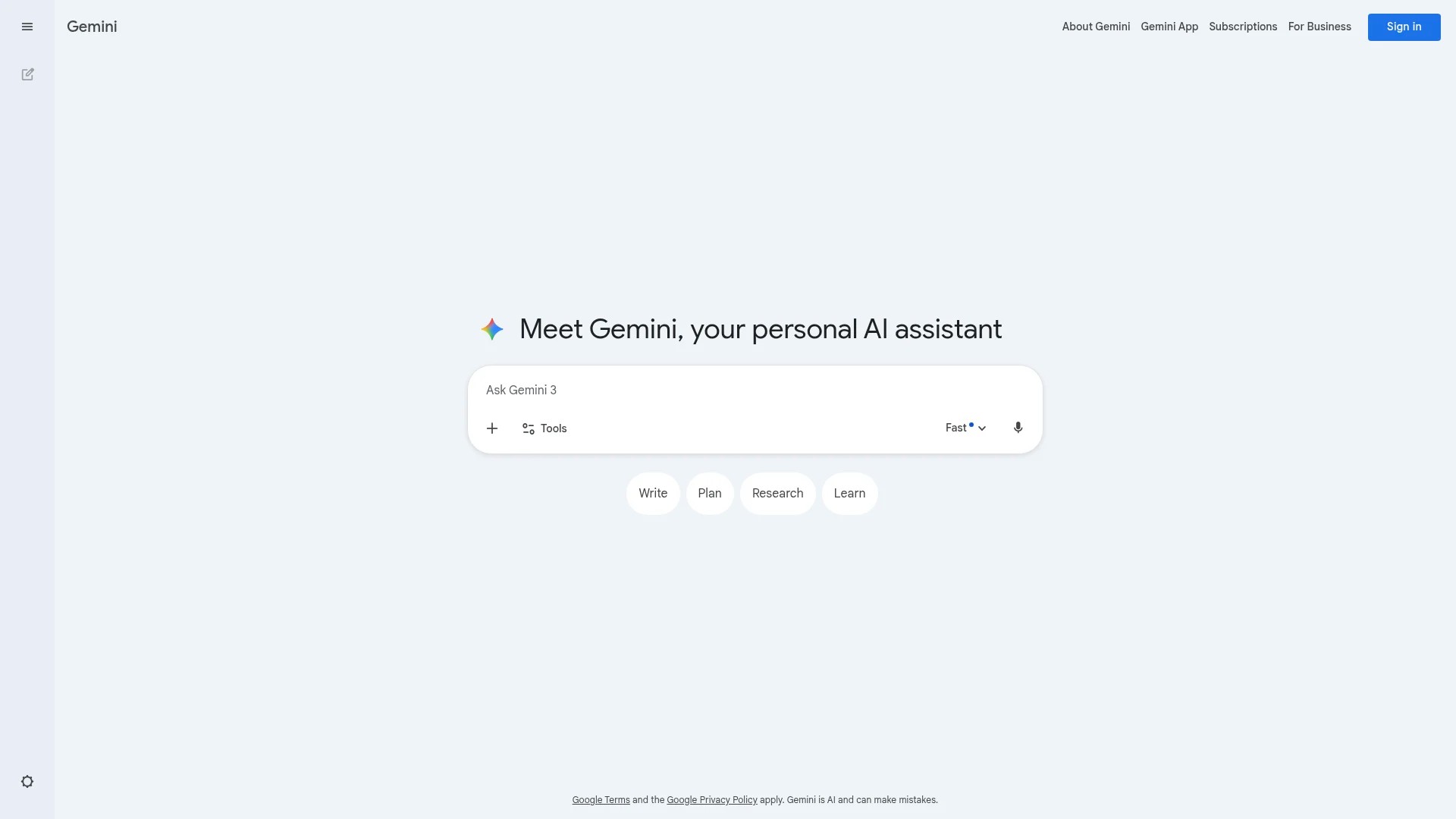 Screenshot of https://gemini.google.com