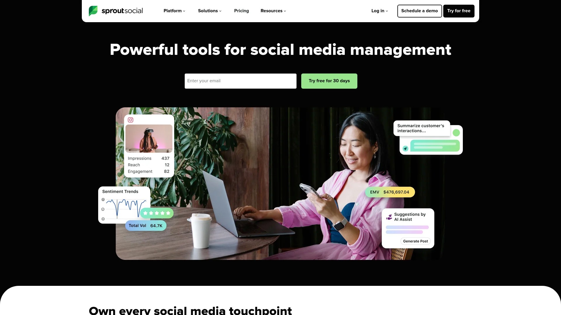 Screenshot of https://www.sproutsocial.com