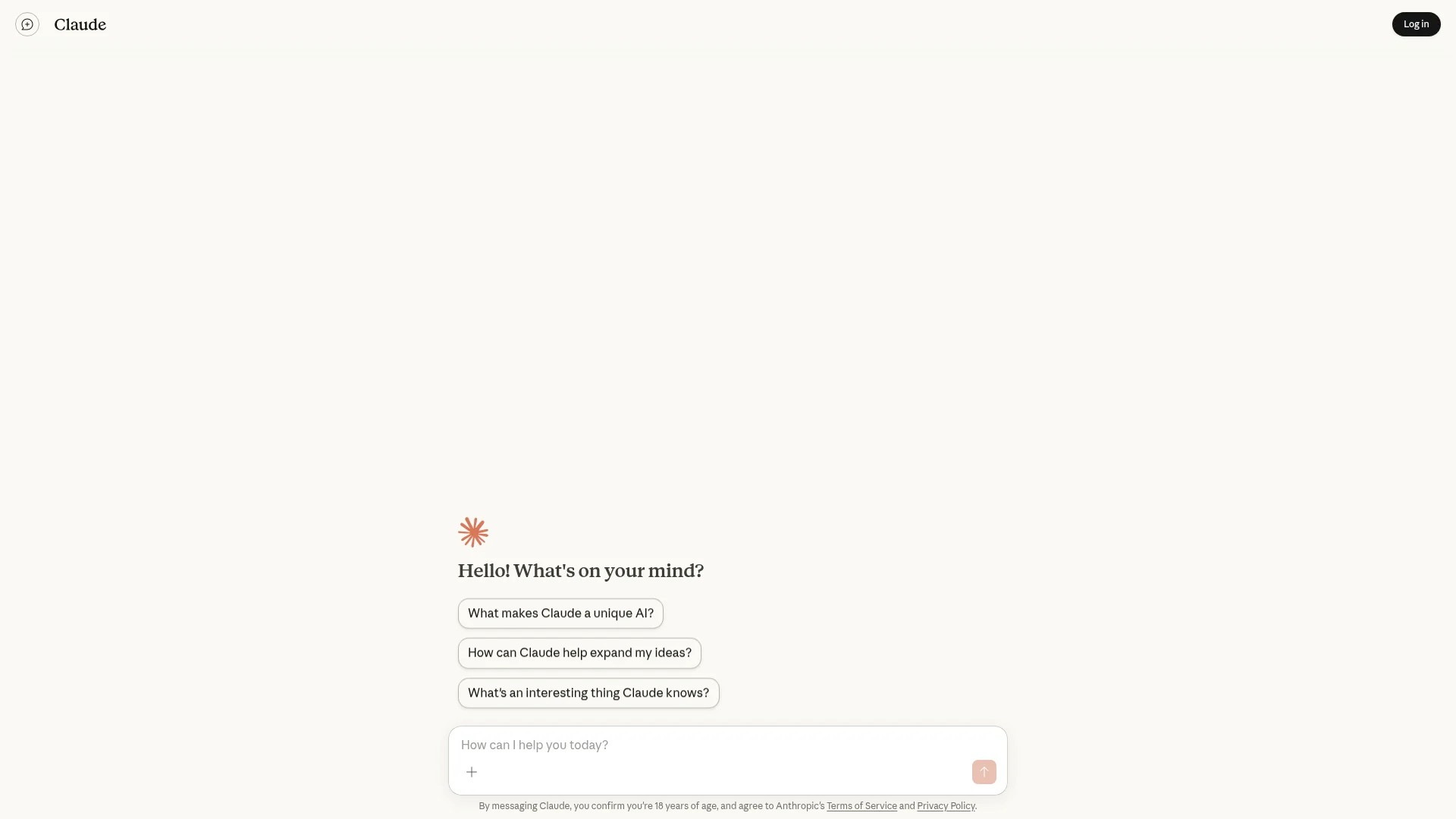 Screenshot of https://claude.ai