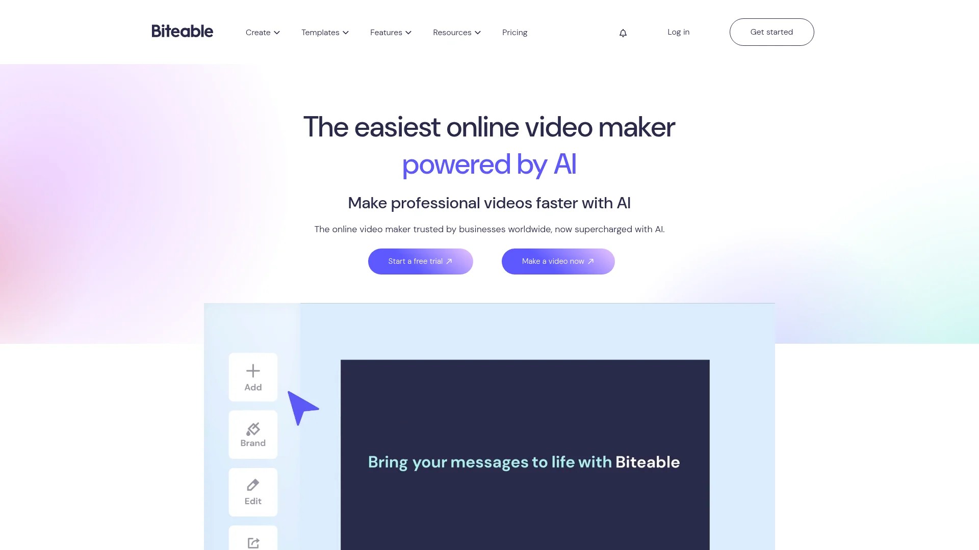 Screenshot of https://biteable.com