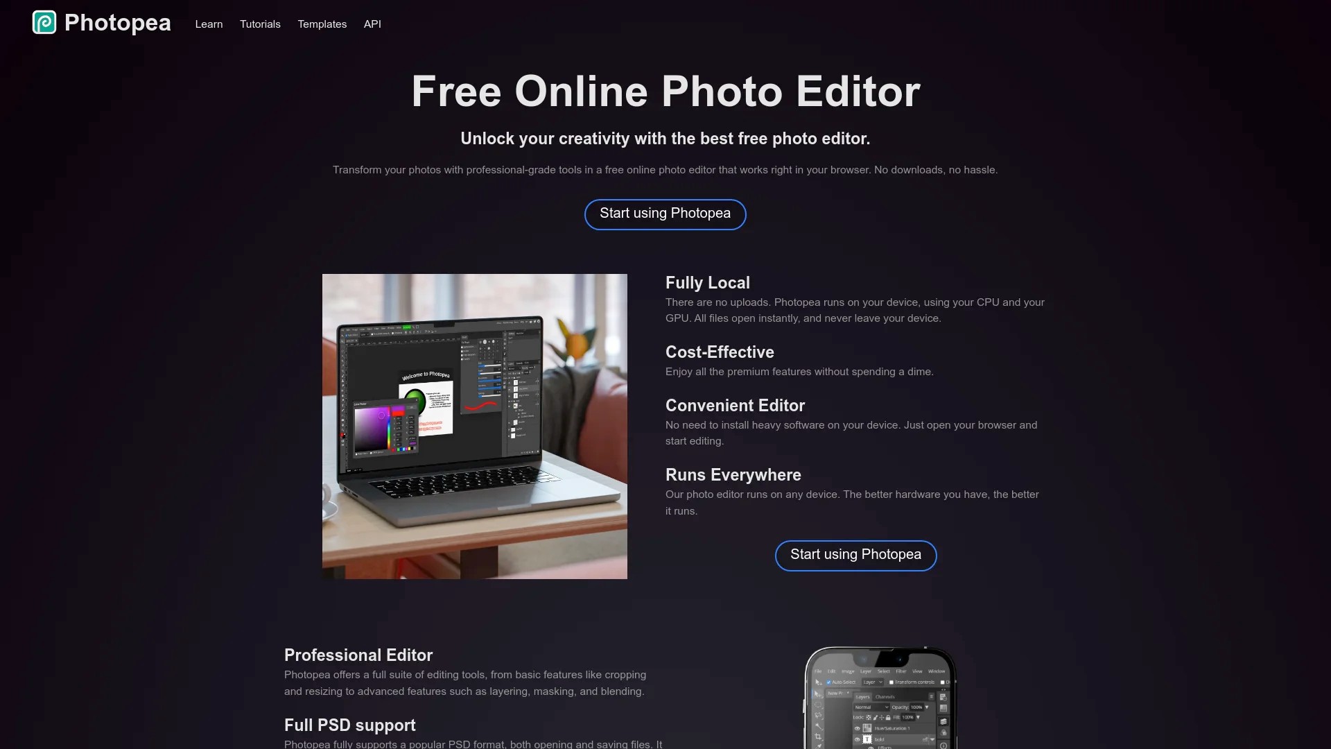 Screenshot of https://www.photopea.com