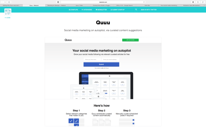 Quuu on Betalist