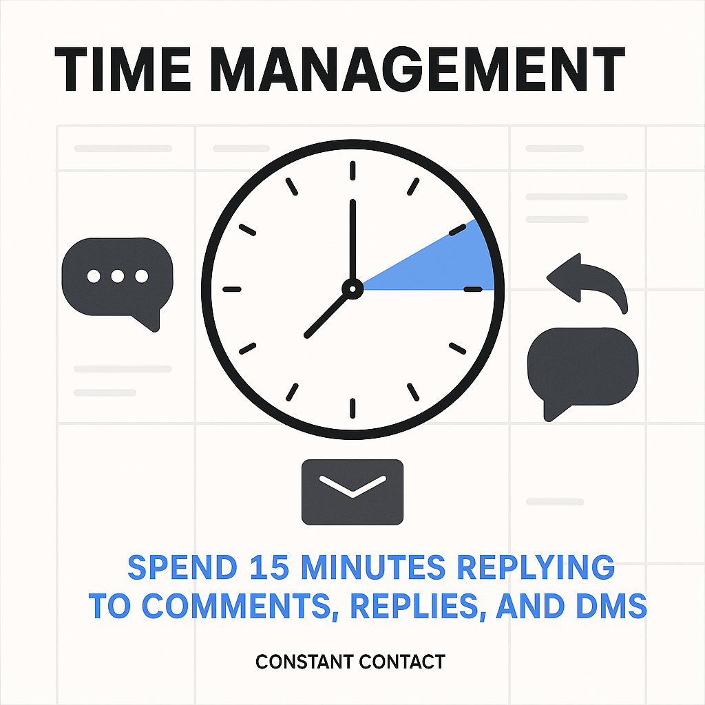Dedicate at least 15 minutes daily to meaningful interactions through comments, replies, and direct messages