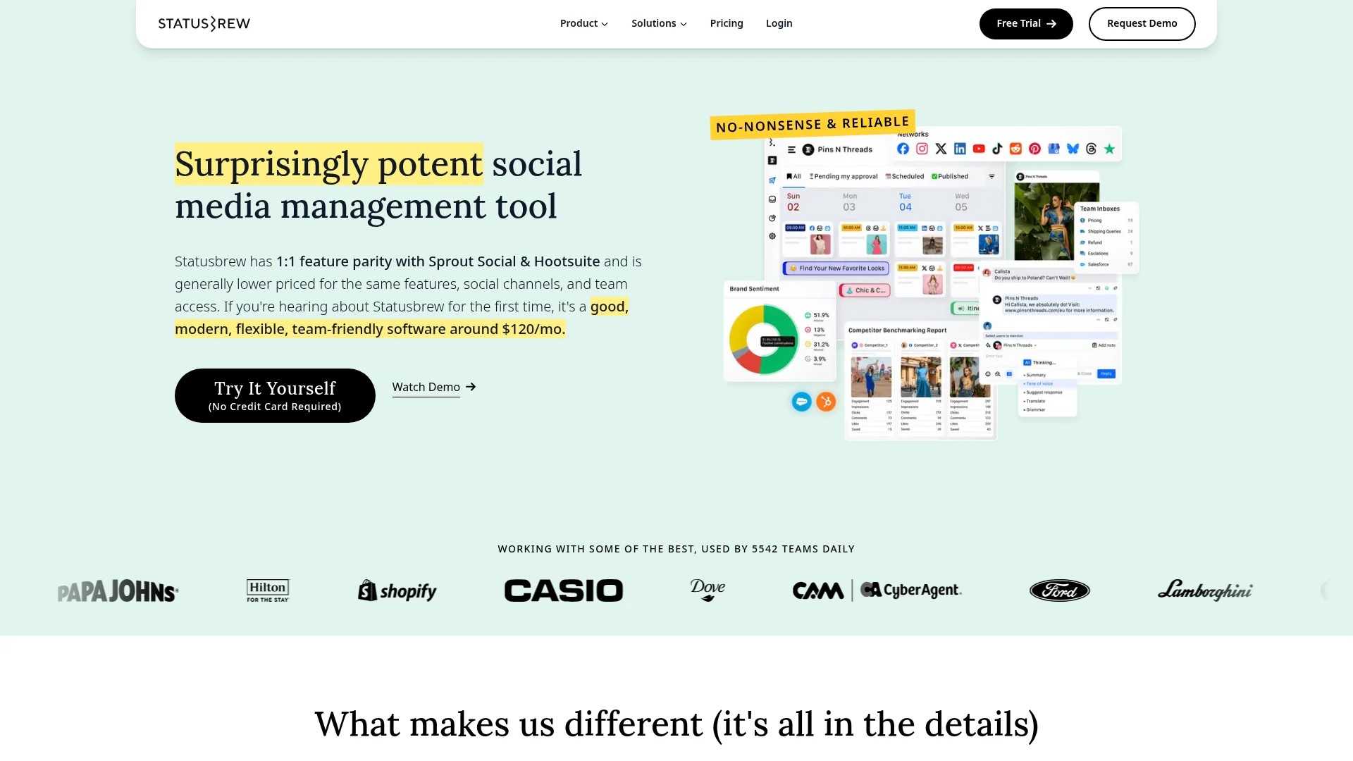 Screenshot of https://statusbrew.com