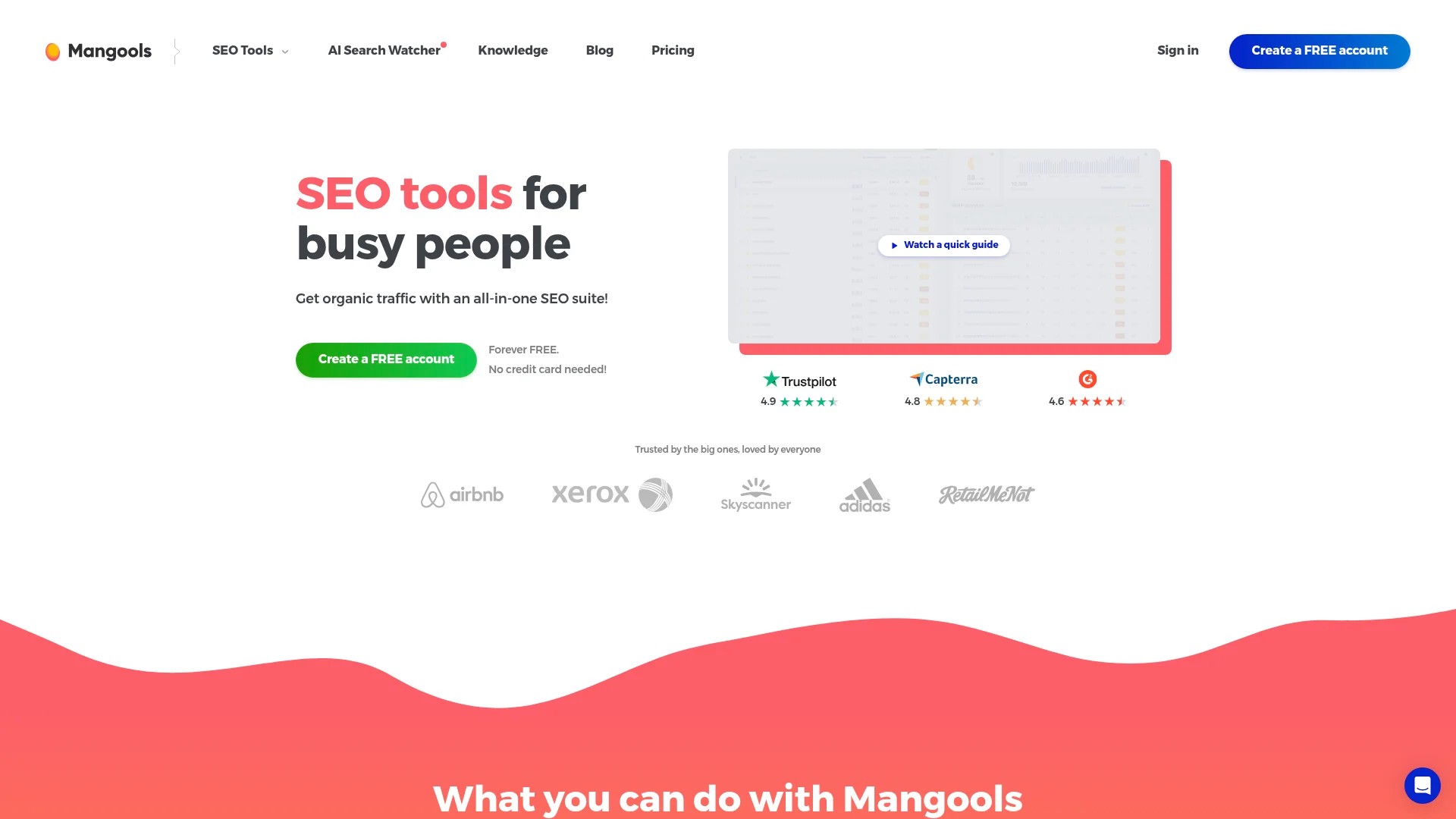 Screenshot of https://mangools.com